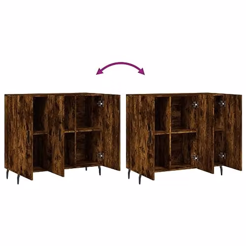 vidaXL Modern Sideboard in Smoked Oak and Brown, W/D/H: 90 x 34 x 80 cm – 4