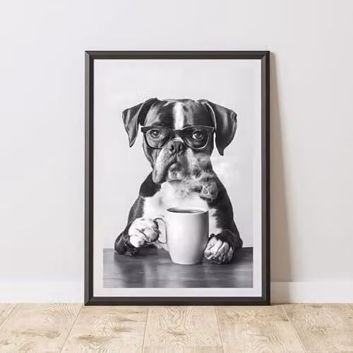 60 Second Makeover Funny Boxer Drinking Coffee Paper Poster, A4, Multicolour