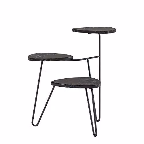 Novogratz NG Athena Retro Metal Plant Stand in Black Marble, W/D/H: 55.37 x 52.31 x 63.5 cm
