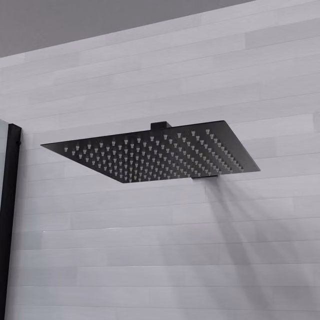 Nes Home Square Rainfall Slim Overhead Shower Head, Matte Black, Width: 30 cm – 1