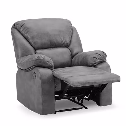 Home Detail Enoch Manual Recliner Sofa in Grey Faux Leather