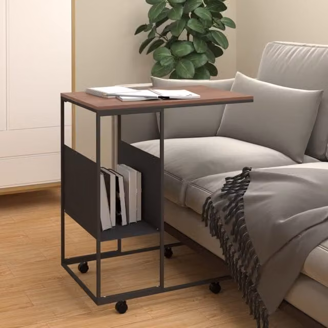 Berkfield Home Black Side Table with Castors, W/D/H: 55 x 36 x 63.5 cm – 1