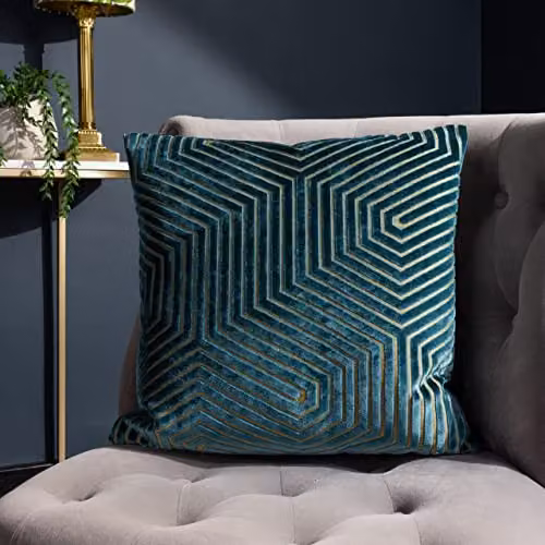 Paoletti Evoke Velvet Square Cushion in Petrol Blue, W/D/H: 45 x 45 x 45 cm – 4