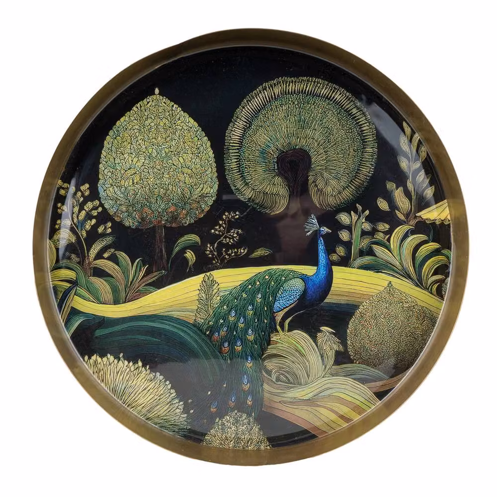Madison & Mayfair Bukhara Round Gold Metal Floral Decorative Tray – 2