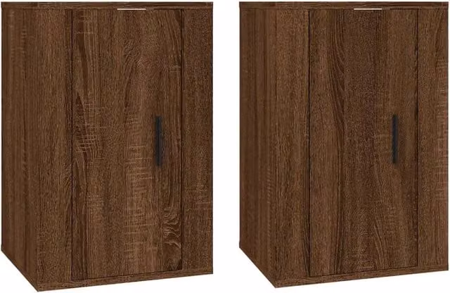 Berkfield Home Wall Mounted TV Cabinets, 2 Pack, Brown Oak, W: 40 cm, D: 34.5 cm, H: 60 cm