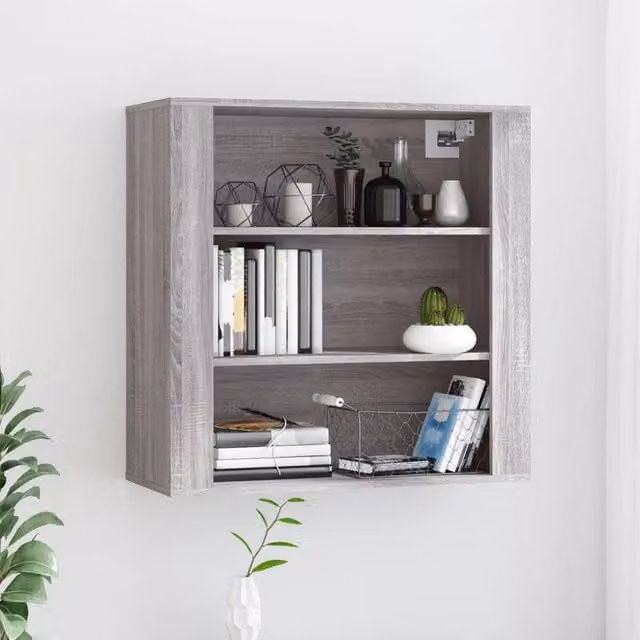 Berkfield Home Wall Cabinet in Grey Sonoma, W/D/H: 80 x 33 x 80 cm