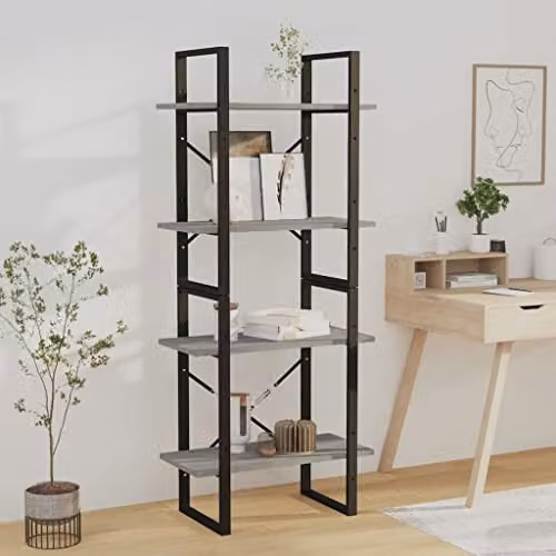 vidaXL 4-Tier Book Cabinet in Grey Sonoma, W/D/H: 60 x 30 x 140 cm – 2