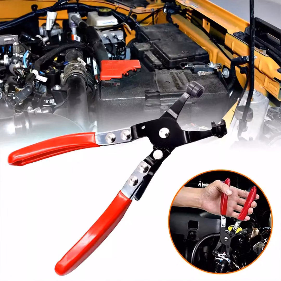 Hinsinc Red Automotive Hose Clamp Pliers with Swivel and Flat Angled Jaws – 4