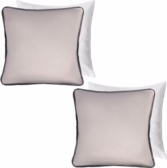 OHS 2 Pack Matte Velvet Piped Cushion Covers in Light Grey, W x D: 45 x 45 cm