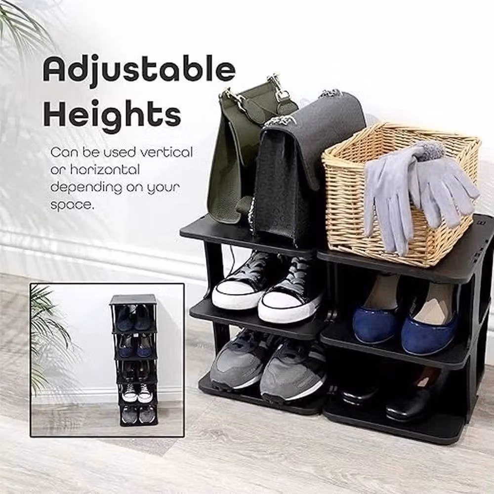 PAWNORA 5 Tier Vertical Freestanding Shoe Rack Stand in Black – 4