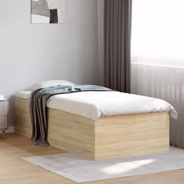 Berkfield Home Sonoma Oak Bed Frame in Brown, W/D/H: 100 x 200 cm – 1
