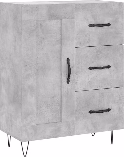 Berkfield Home Sideboard in Concrete Grey, W: 69.5 cm, D: 34 cm, H: 90 cm