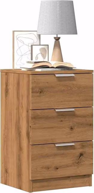 Berkfield Home Artisan Oak Bedside Cabinet in Brown, W: 40 cm, D: 36 cm, H: 65 cm