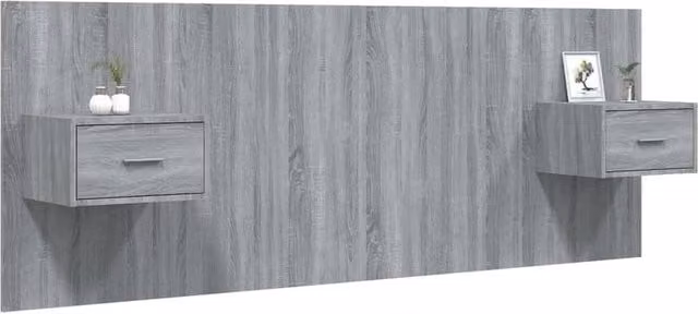 Berkfield Home Classic Bed Headboard with Integrated Nightstands in Grey Sonoma Engineered Wood, W/D/H: 120 x 32.5 x 80 cm – 1