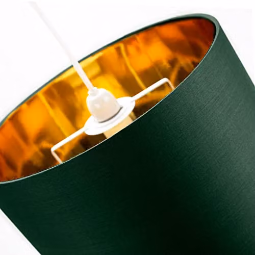 Happy Homewares Modern Green Cotton Cylinder Drum Lamp Shade with Shiny Copper Inner, Diameter: 25.4 cm – 3