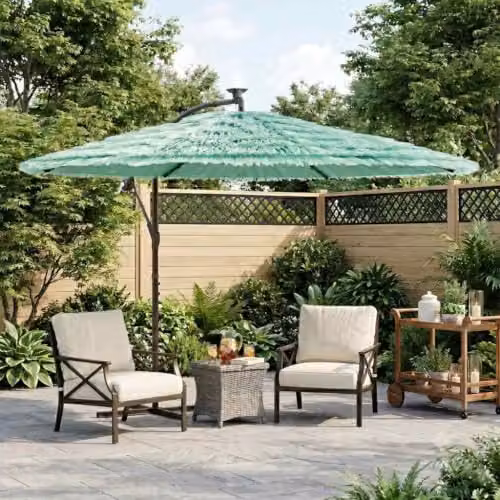 vidaXL Green Garden Parasol with Steel Pole and Polyester Canopy, W/D/H: 269 x 269 x 235 cm – 2