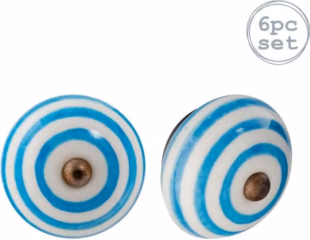 Nicola Spring Pack of 6 Polished Blue Ceramic Cabinet Knobs