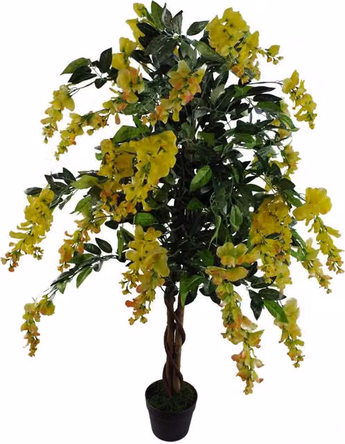Artificial Yellow Wisteria Tabletop Tree with Leaf Details
