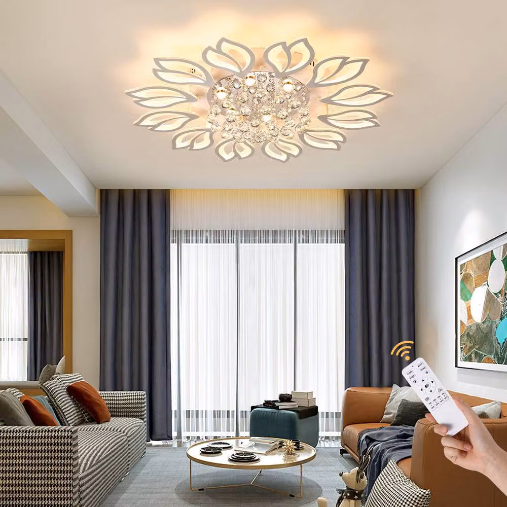 NIVOR 12 Light Dimmable LED Flush Mount Ceiling Light with Remote Control, White – 3