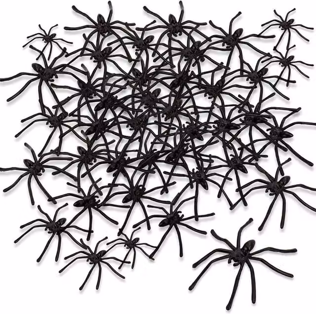Shatchi 24-Piece Black Plastic Halloween Spiders – 6