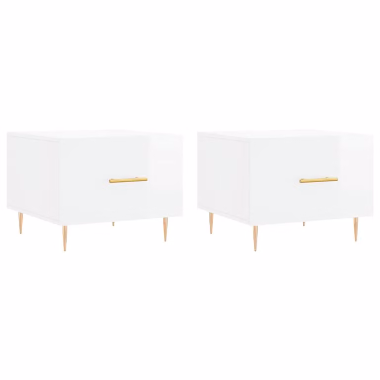 Berkfield Home Set of 2 High Gloss White Square Coffee Tables, W/D/H: 50 x 50 x 40 cm