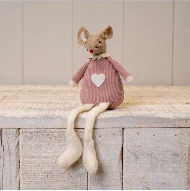 KDMD Pink Fabric Sitting Mouse Tabletop Decoration