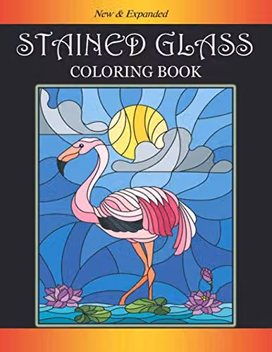Stained Glass Coloring Book with Beautiful Bird Designs for Adults in Multicolour