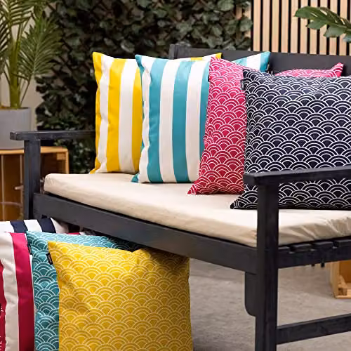 Bean Bag Bazaar Stripe Collection Outdoor Square Cushions, 2 Pack, Pink, W/D/H: 43 x 43 x 43 cm – 3