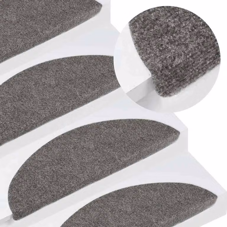 Berkfield Home Self-adhesive Stair Mats, Grey, 10 Pack, W/D/H: 56 x 17 x 3.5 cm