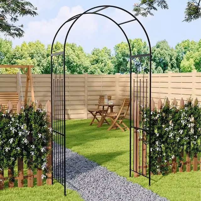 Lifeideas Black Metal Garden Arch Climbing Frame Support, Height: 115 cm