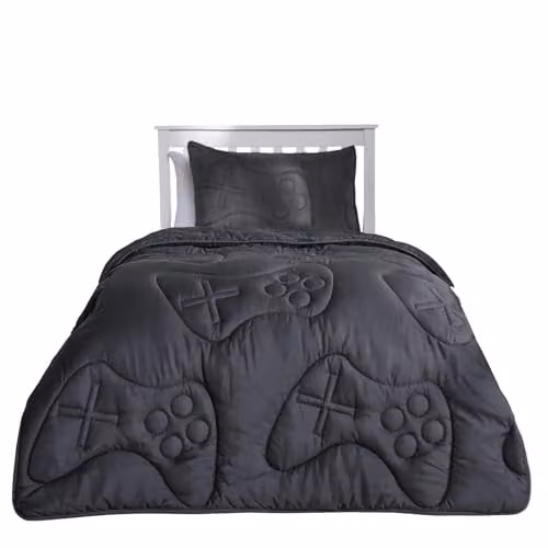 OHS Double Coverless Microfibre Quilted Duvet and Pillowcase Set, 7.5 Tog, Grey, W/D/H: 200 x 200 x 200 cm – 1