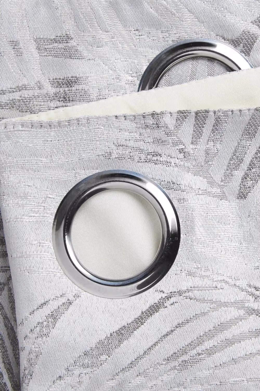 Alan Symonds Fiji Lined Floral Eyelet Ring Top Curtains in Silver, Width: 168 cm, Height: 183 cm – 2