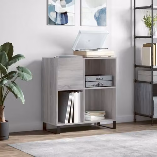 vidaXL Record Cabinet in Grey Sonoma, W/D/H: 84.5 x 38 x 89 cm – 2