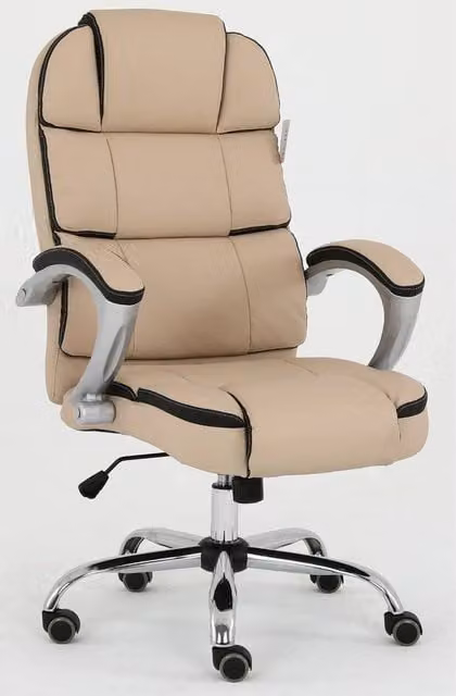 EONLION Beige Executive Swivel Office Chair with Armrests