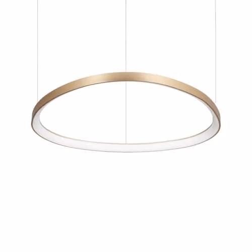 Ideal Lux Gemini LED Integrated Ring Pendant Ceiling Light in Brass, 81 cm, Warm White 2700K