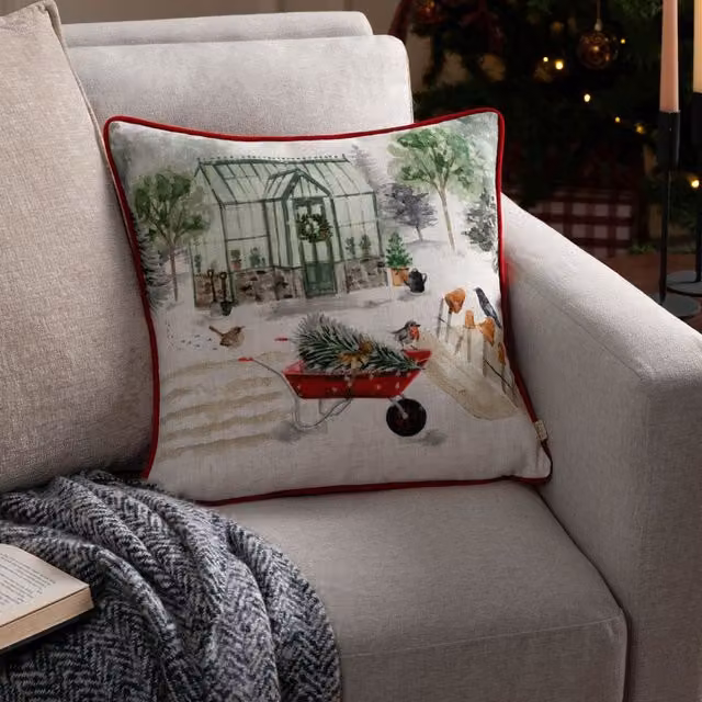 Evans Lichfield Winter Garden Printed Square Cushion, Multicolour, W/D/H: 43 x 43 x 43 cm – 1