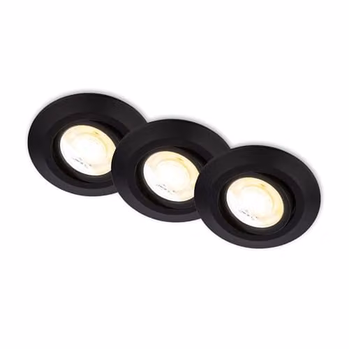 Briloner Set of 3 Dimmable CCT LED Recessed Downlights in Black, D: 90 mm, H: 24 mm – 1