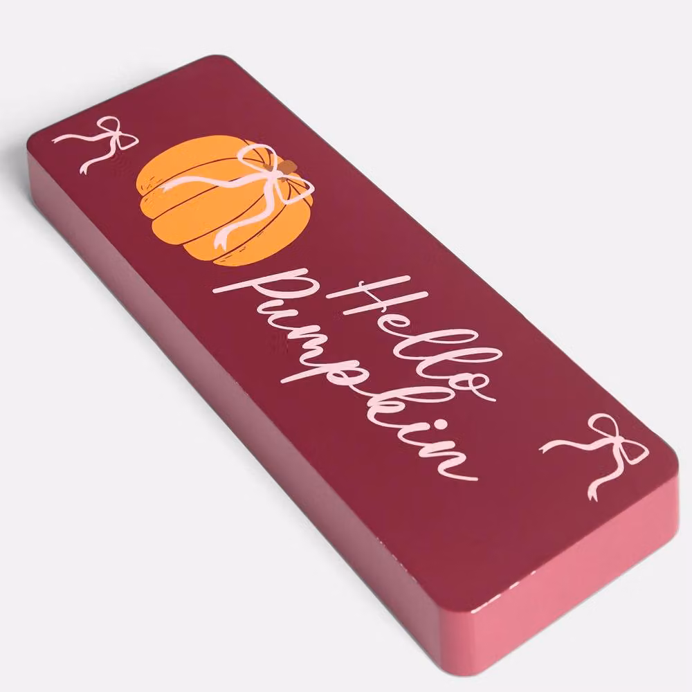 OHS Autumn Pumpkin Slogan Tabletop Ornament for Halloween Home Decor in Red – 3