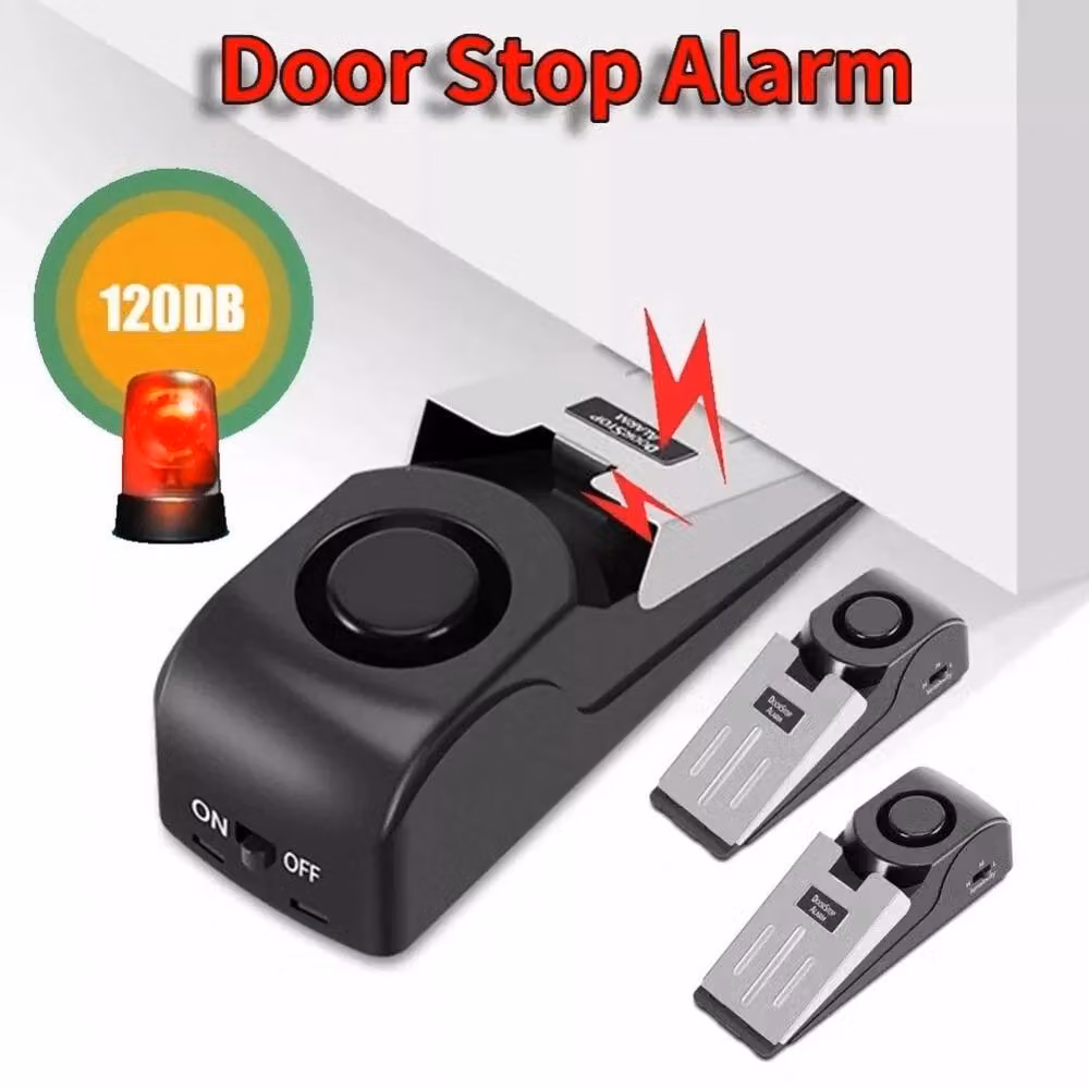 SPETLEK Home Travel Security Wedge Door Stop Alarm System, 2 Pack, Black – 3