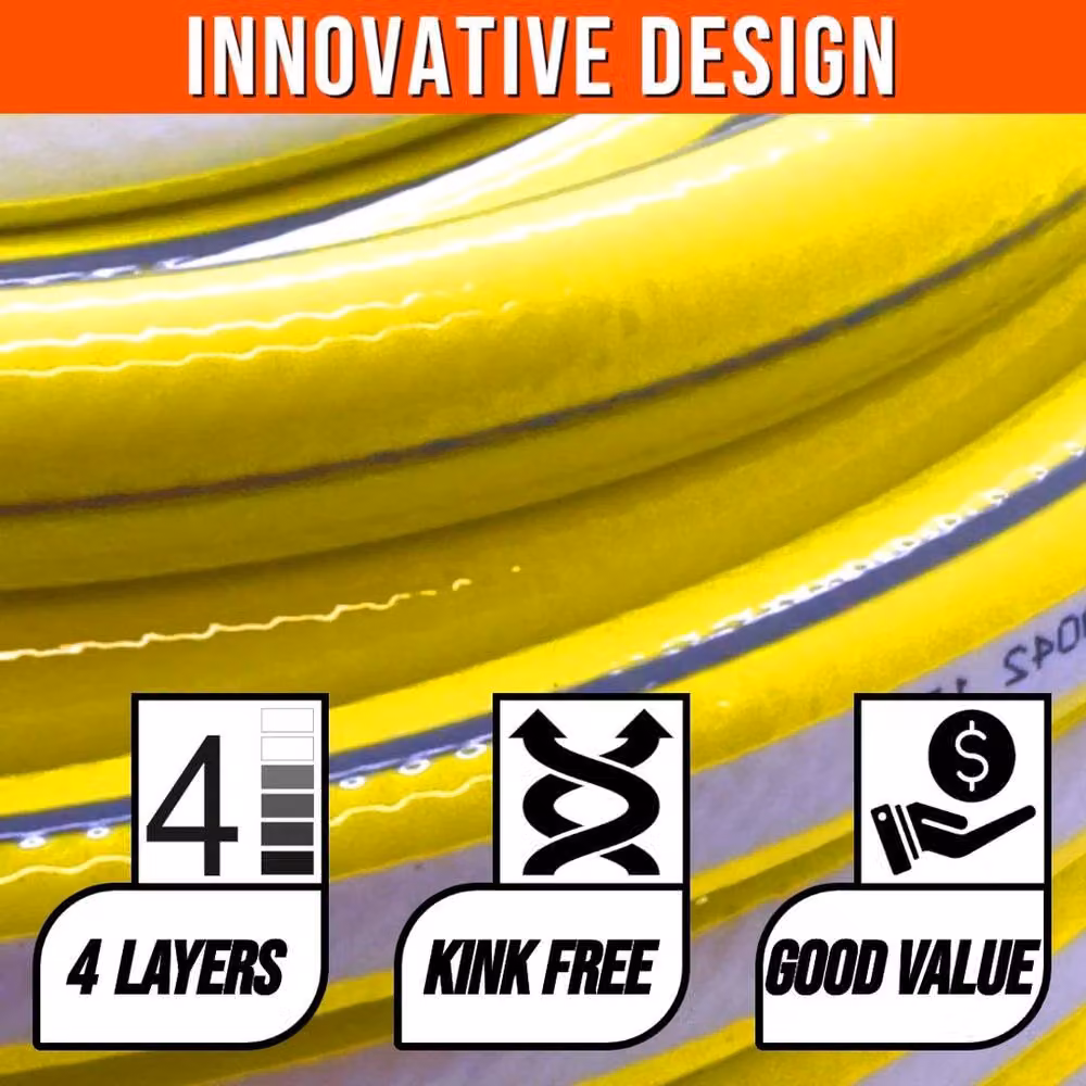FLAVORA Reinforced Yellow Garden Hose Pipe, 50m – 4