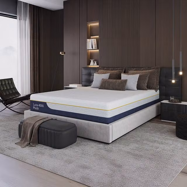 Luna 4000 Plush Gel Memory Pocket Hybrid Mattress, White, W/D/H: 120 x 200 cm