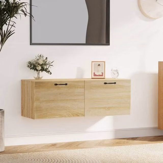 Berkfield Home Sonoma Oak Wall Cabinet, Brown, W: 100 cm, D: 36.5 cm, H: 35 cm – 1
