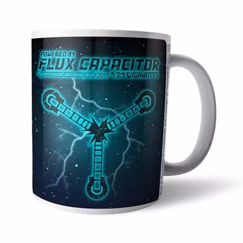 Zavvi Back to the Future Powered by Flux Capacitor Multicolour Ceramic Mug