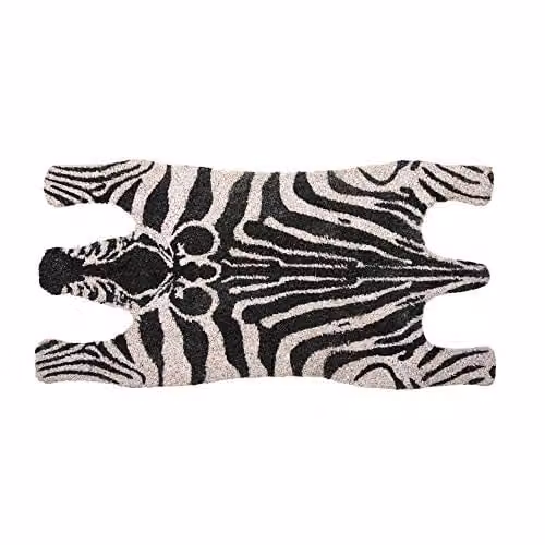 Fallen Fruits Zebra Coir Doormat, Black and White, W: 75 cm, D: 38 cm