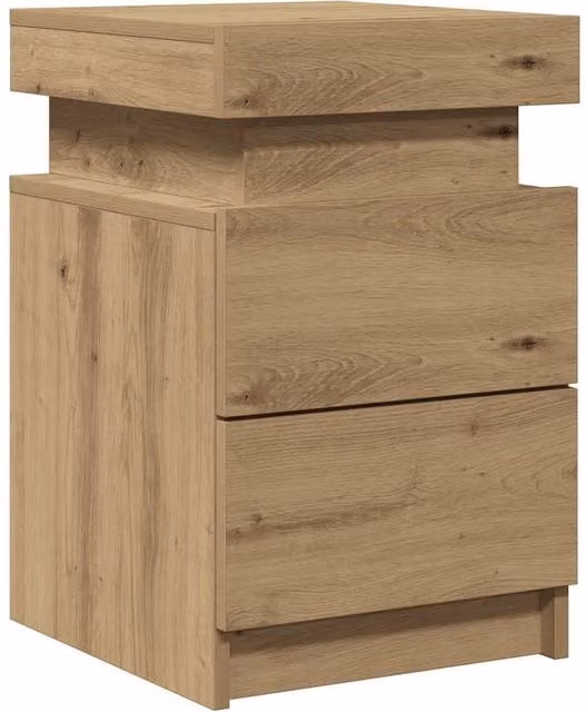 Berkfield Home Stylish Bedside Cabinet with Integrated LED in Artisan Oak Brown, W/D/H: 35 x 39 x 55 cm
