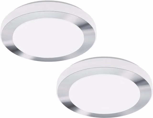 Loops 2 Pack LED Wall and Ceiling Light in White and Chrome with White Plastic Shade, 16W