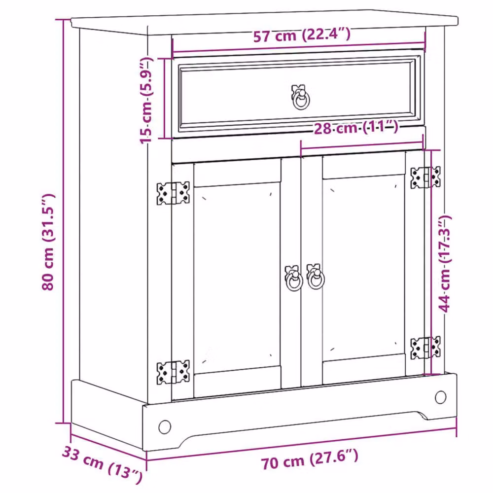 Berkfield Home Corona Bathroom Cabinet in Light Tan Solid Wood Pine, W/D/H: 70 x 33 x 80 cm – 3