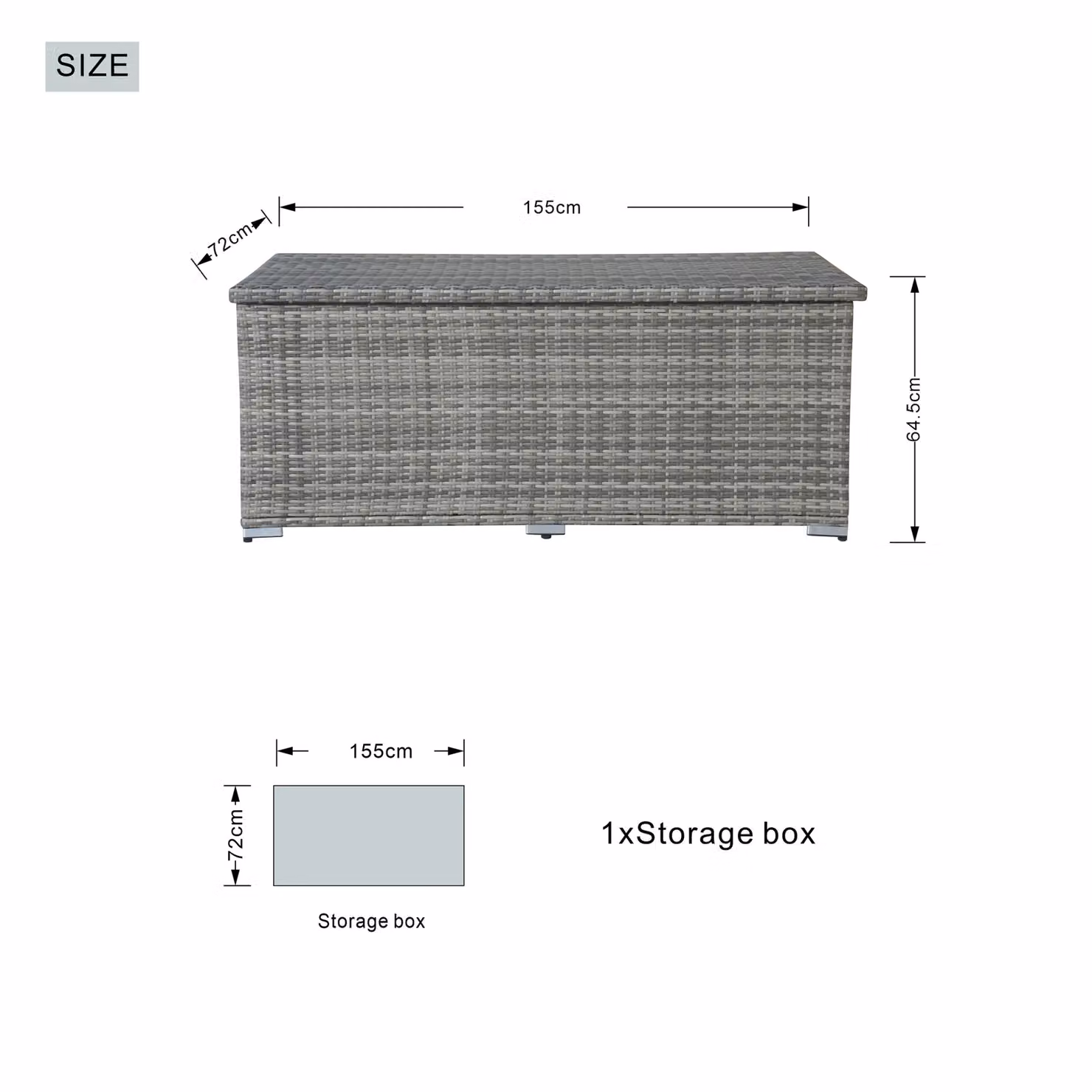 Direct Wicker Large Rattan Outdoor Deck Storage Box in Brown and Grey, W/D/H: 155 x 72 x 64.5 cm – 5