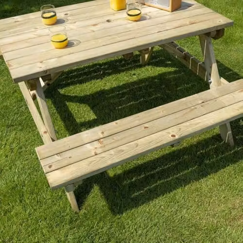 Rowlinson Premier Heavy Duty Wooden Picnic Table in Natural Brown – 5