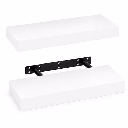 iTrend High Gloss White Floating Wall Shelves, Pack of 2, Width: 40 cm – 1